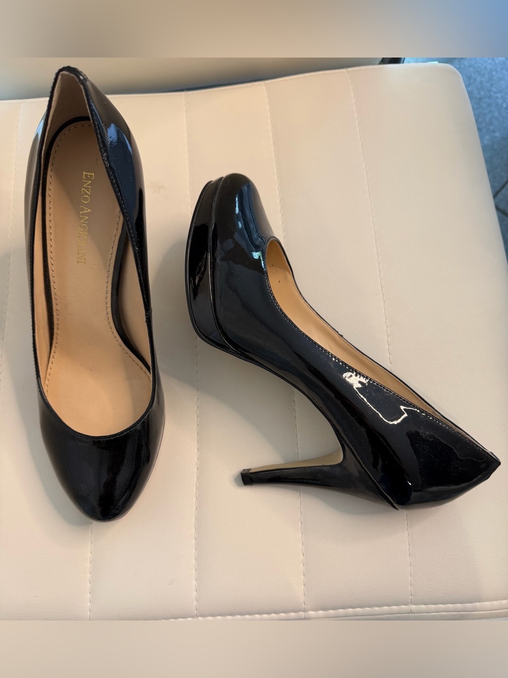 Enzo Angiolini Glossy Black Patent Stiletto Pumps Size 6.5